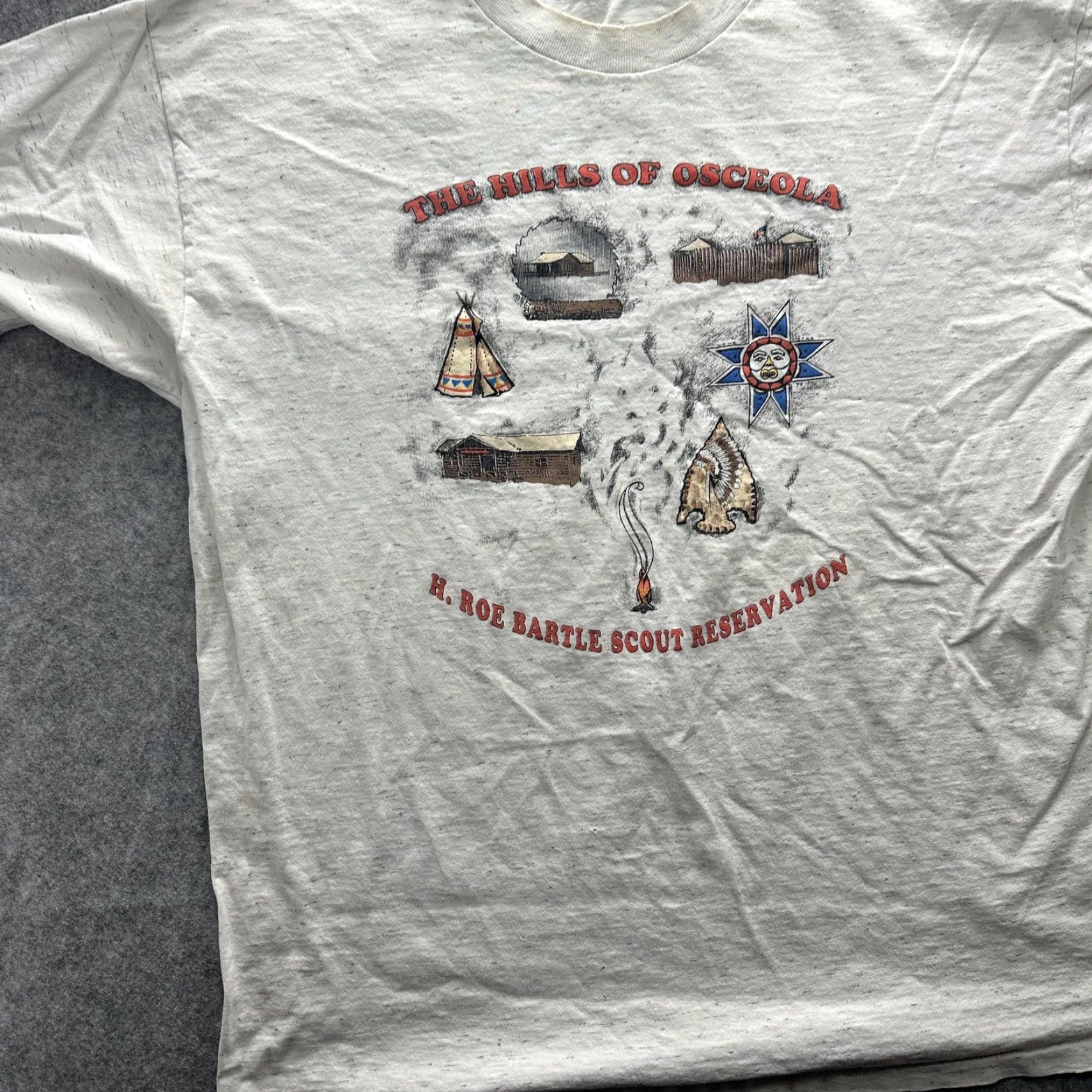 Vintage VINTAGE Oneita Shirt Mens XL White Hills Of Osceola Camp Tee Graphic Print 90s Osceola Hills Mens XL White Shirt Size US XL / EU 56 / 4 - 4 Thumbnail