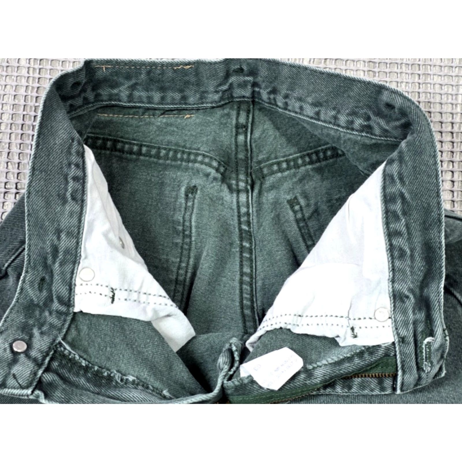 Lee Vtg Lee Jeans Mens 26x28 Green Tapered Leg Denim Made USA 90s Jeans Size US 26 / EU 42 - 3 Thumbnail