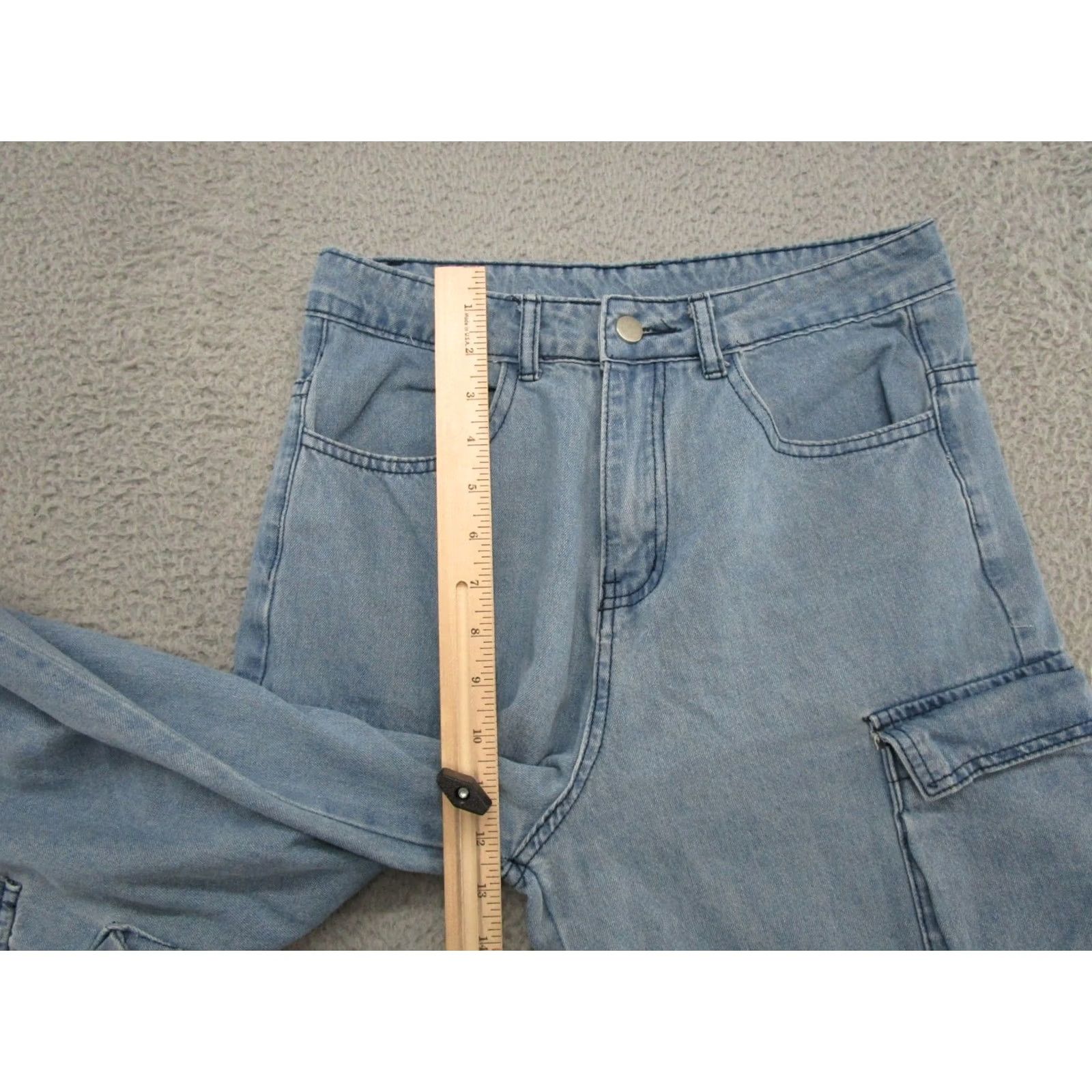 Vintage Elfric Eden Women's Wide-Leg Cargo Jeans Skater Grunge Size 26 Blue Size 26" / US 2 / IT 38 - 6 Thumbnail
