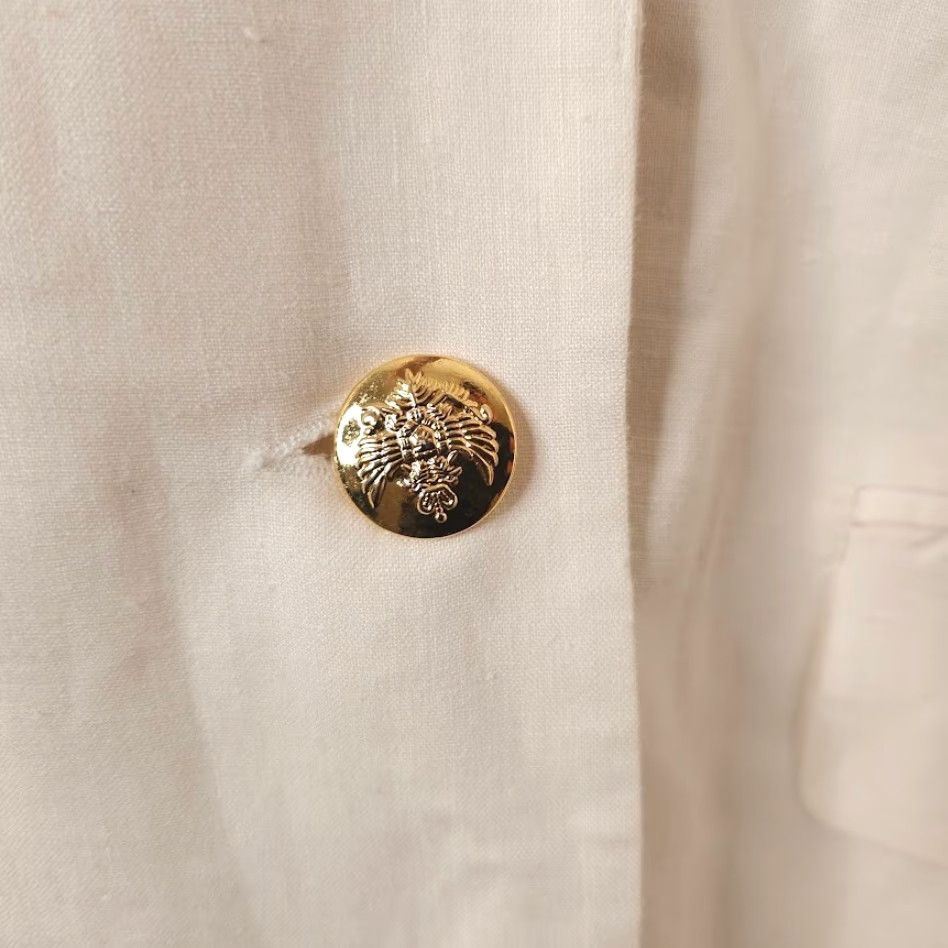 Vintage VINTAGE Rafaella Blazer Womens Size 14 White Double-Breasted 90s Navy NYK Line Shipping Company Theme Suit Jacket Size XL / US 12-14 / IT 48-50 - 4 Thumbnail
