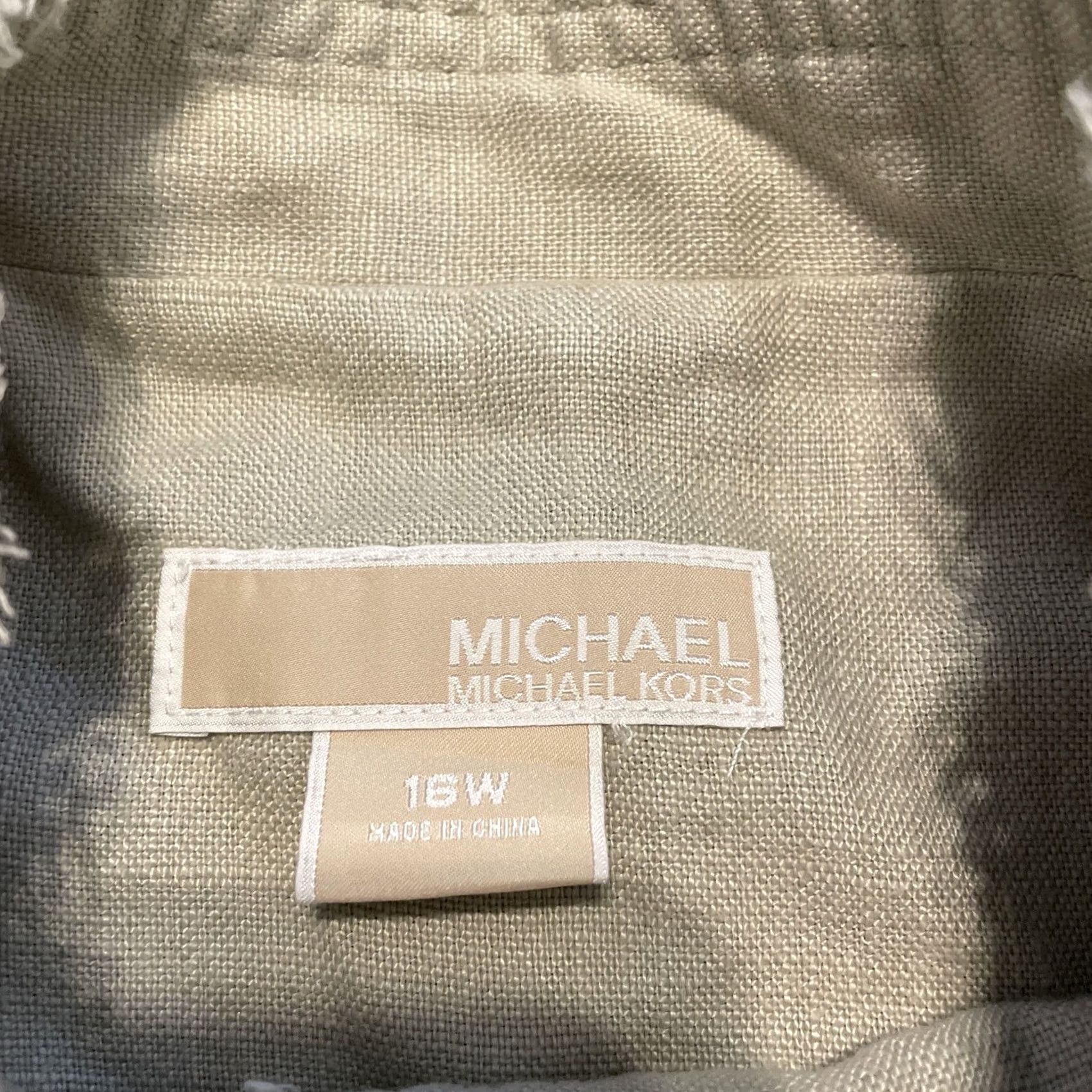 Vintage MICHAEL Michael Kors Women's Linen Button Front Blazer Jacket 16W Tan Linen Basic Jacket 16W Womens Size XXL / US 16-18 / IT 52-54 - 4 Thumbnail