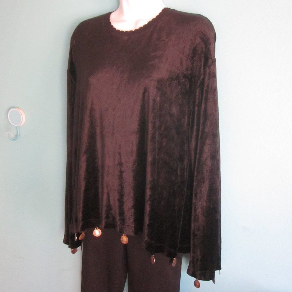 Sonia Rykiel Sonia Rykiel Black Velvet Pullover w/ Medallions L Size L / US 10 / IT 46 - 1 Thumbnail