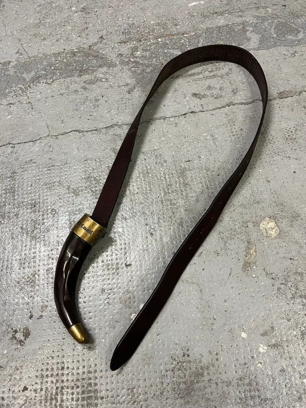 Designer × Just Cavalli × Vintage 2000s Cavalli Black Spice Brown Leather Belt Size ONE SIZE - 4 Thumbnail