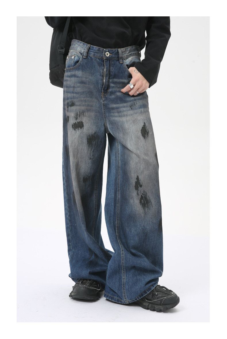 Japanese Brand × Jean Street Fashion Ink-Splashed Straight Washed Jeans Size US 32 / EU 48 - 2 Thumbnail