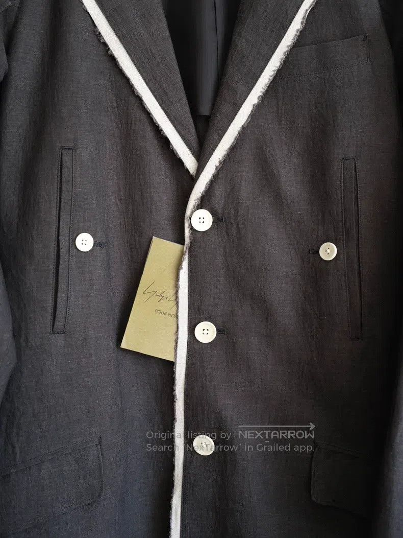 Yohji Yamamoto Yohji Yamamoto Shoulder Patch White Edge Linen Coat Size US S / EU 44-46 / 1 - 5 Thumbnail
