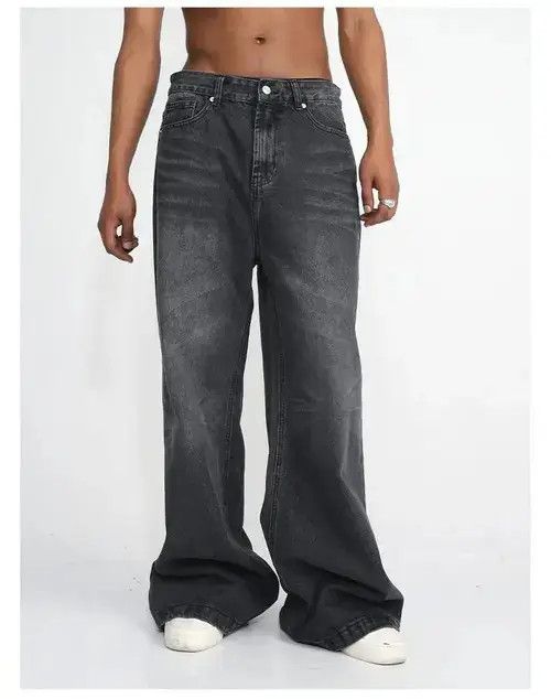 Japanese Brand × Jean Gray Washed Baggy Wide Leg Stacked Denim Jeans Size US 30 / EU 46 - 4 Thumbnail