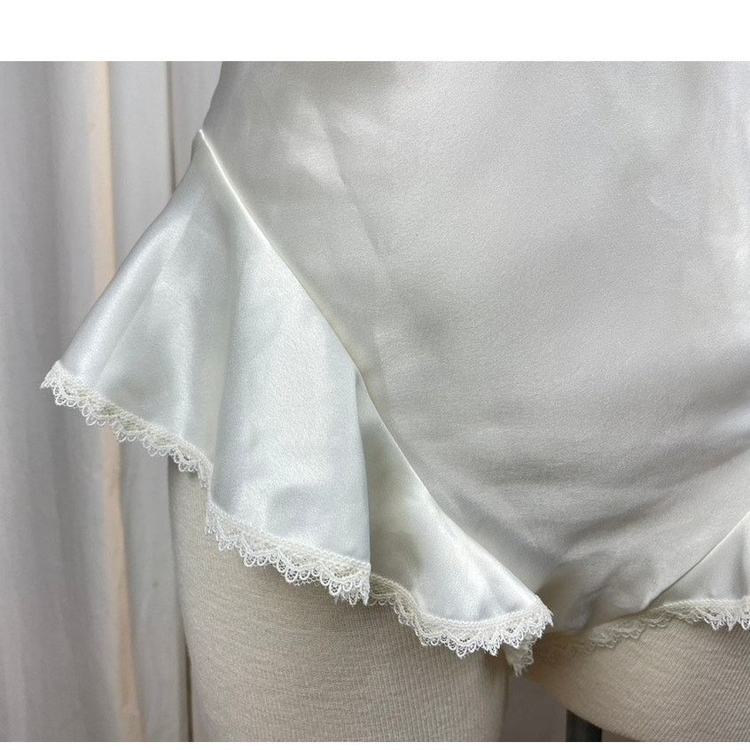 Vintage VTG INDULGENCE Ivory Satin Teddy Bodysuit Lingerie (M) Y2K Size ONE SIZE - 5 Thumbnail