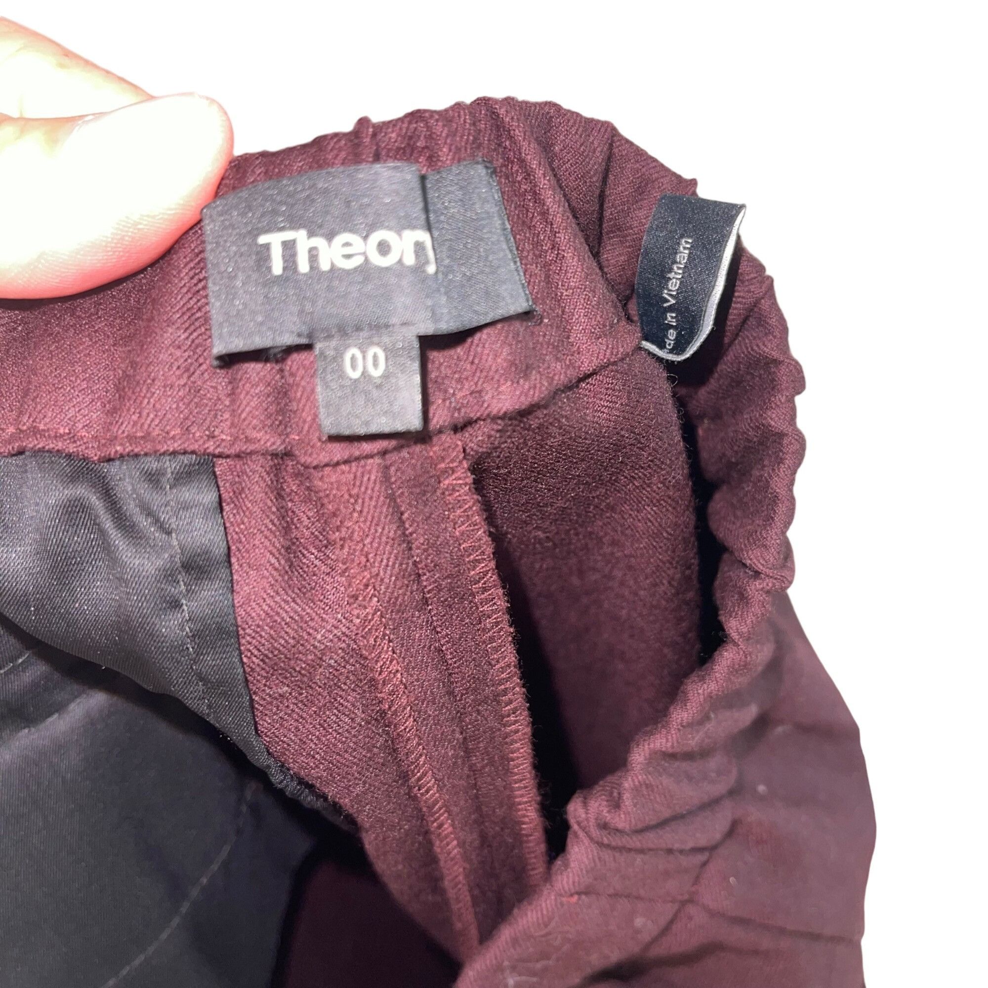 Other Theory Womens Pants Size 00 Burgundy Sleek Flannel Size 24" / US 00 / IT 34 - 4 Thumbnail