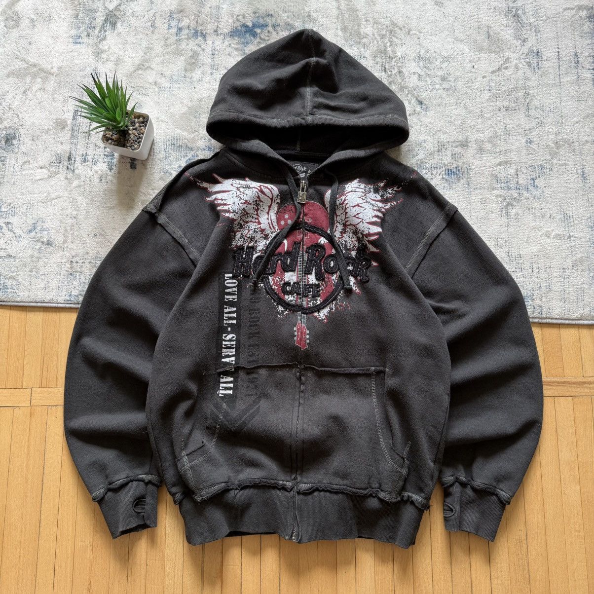 Hard Rock Cafe 📌 Vintage Hard Rock Cafe Y2K Distressed Zip Hoodie Size US M / EU 48-50 / 2 - 1 Thumbnail