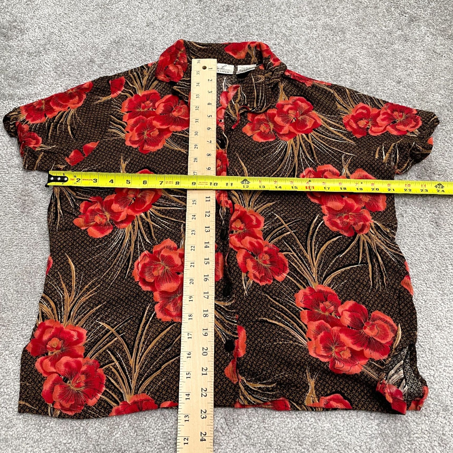 Lee Kathie Lee Floral Button Down Shirt Blouse Women M Multicolor Short Sleeve Rayon Casual Bohemian Tropical Mens Size M / US 6-8 / IT 42-44 - 7 Thumbnail