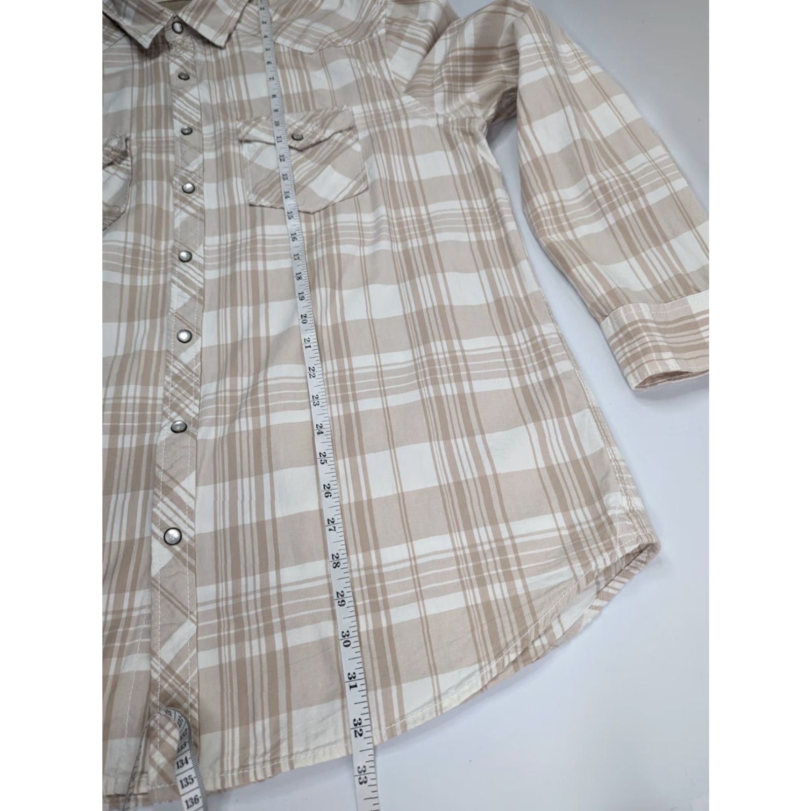 Old Navy Old Navy Button-Up Western Plaid Shirt XL Men Long Sleeve Snap Beige Cotton Size US XL / EU 56 / 4 - 4 Thumbnail