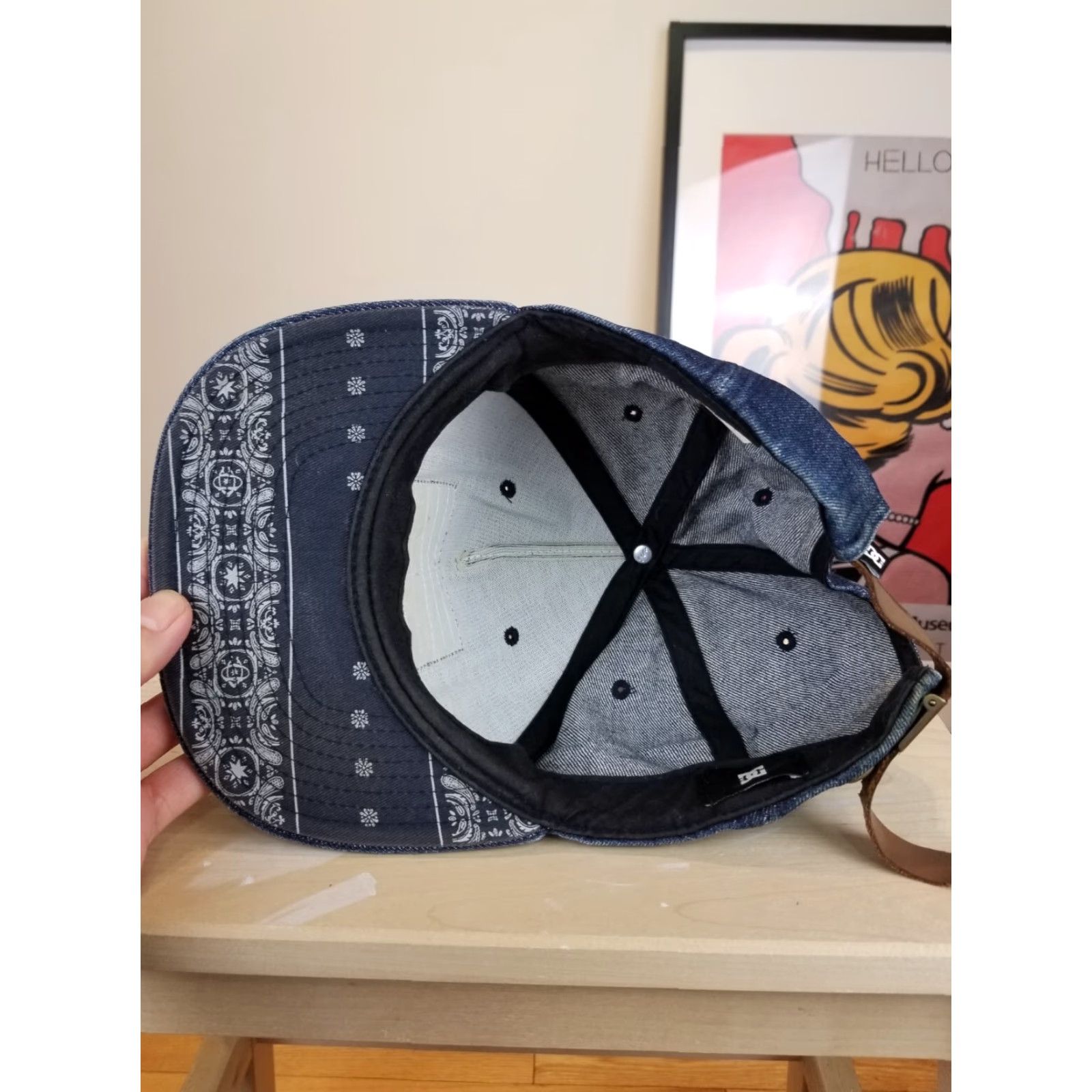 Vintage DC Shoes Skate Denim Hat Leather Patch Adjustable Denim Hat Blue 1990s Hip Hop Cap Mens Womens Boys Girls Size ONE SIZE - 5 Thumbnail