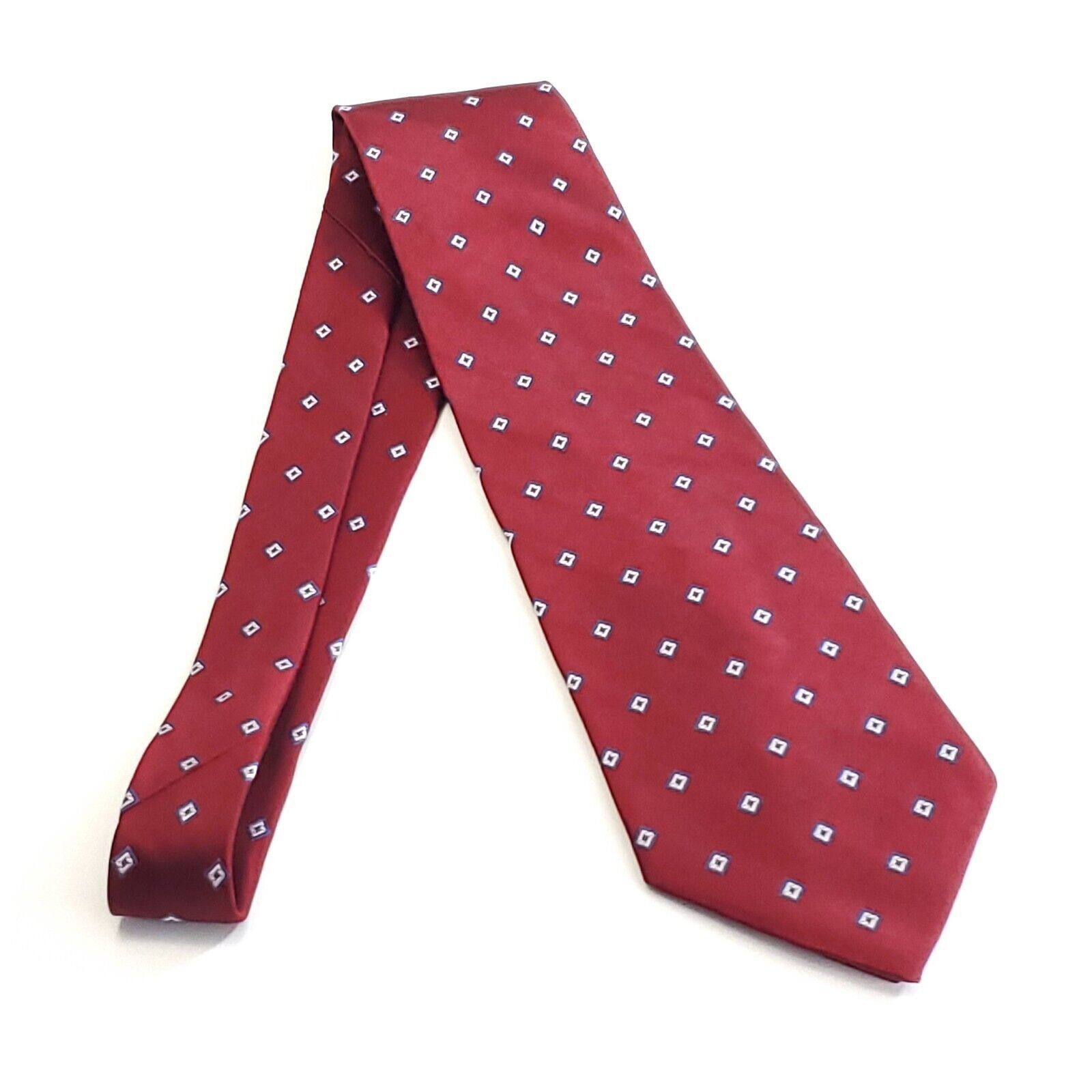 Van Heusen Van Heusen Red Geometric Woven Wide Silk Tie Size ONE SIZE - 6 Thumbnail