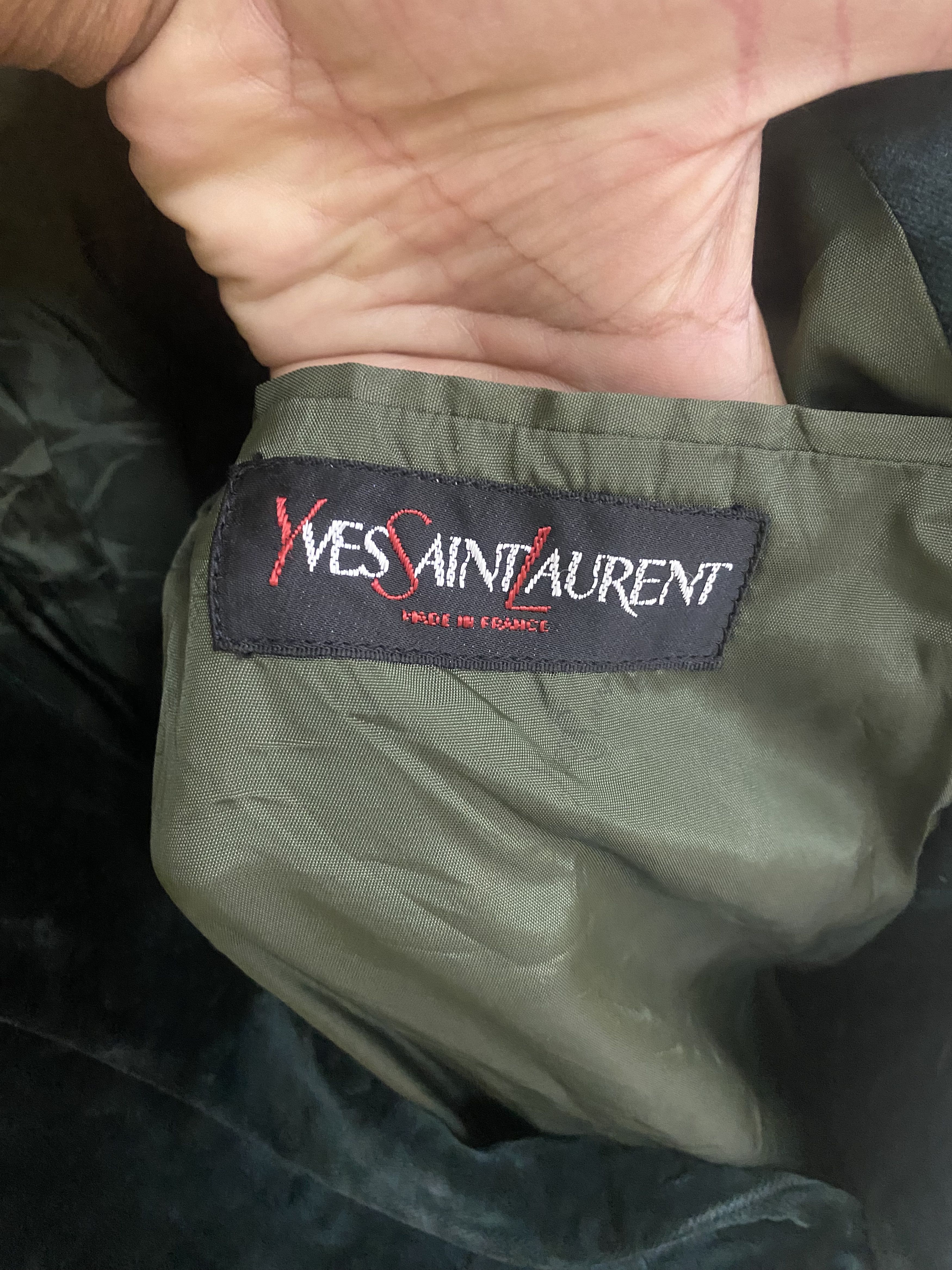 Saint Laurent Paris Hedi Slimane Era Slim Green Velvet Blazer Size 40L - 6 Thumbnail
