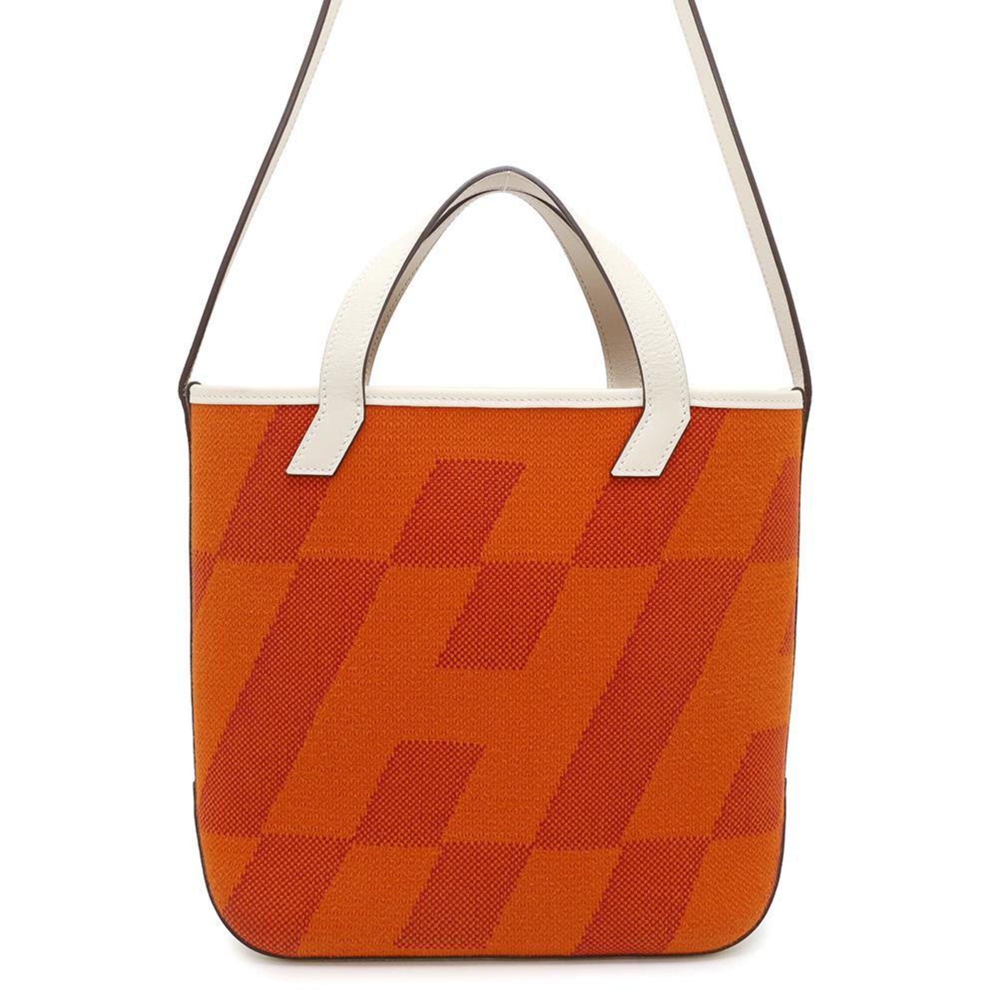 Hermes Tote Bag H. En Bier Pm Hu Swift Toile H U Engraved 2Way Shoulder, Women's