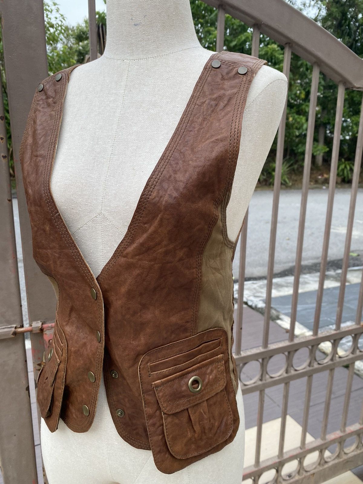 Japanese Brand × Vintage leather vest by kiyoto takase Size M / US 6-8 / IT 42-44 - 2 Thumbnail