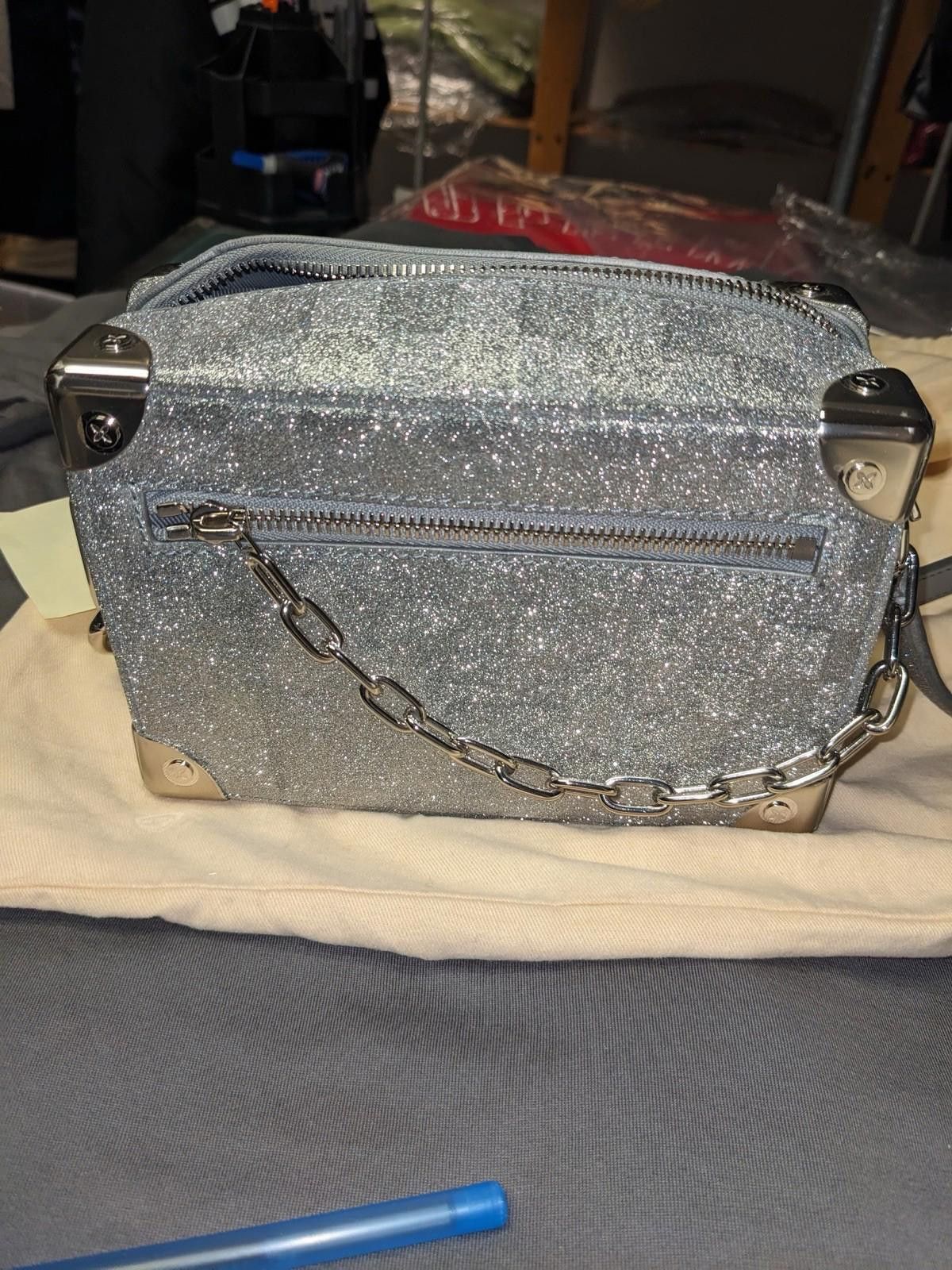 Louis Vuitton Louis Vuitton Soft Trunk Bag Glitter Silver Leather Mini Bag Size ONE SIZE - 3 Thumbnail