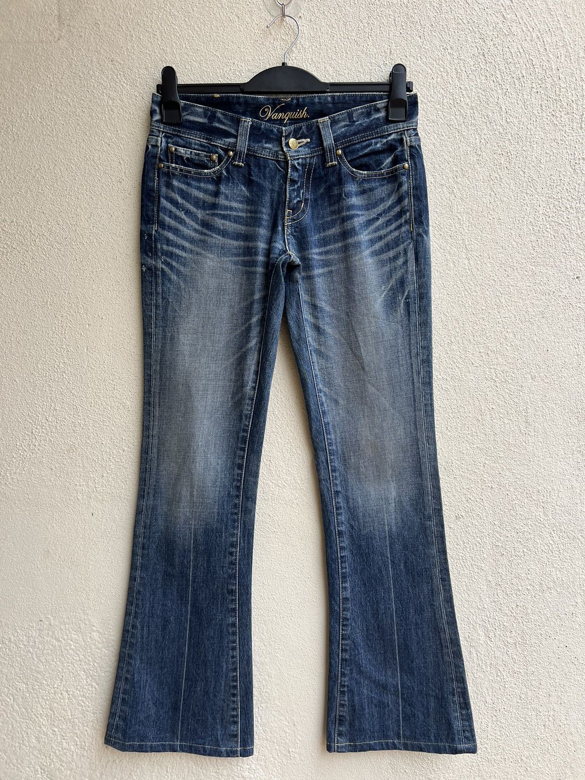 Fragment Design Vintage Vanquish Gold Fade Muddy Blue Denim Flare Jeans Size US 29 - 6 Thumbnail