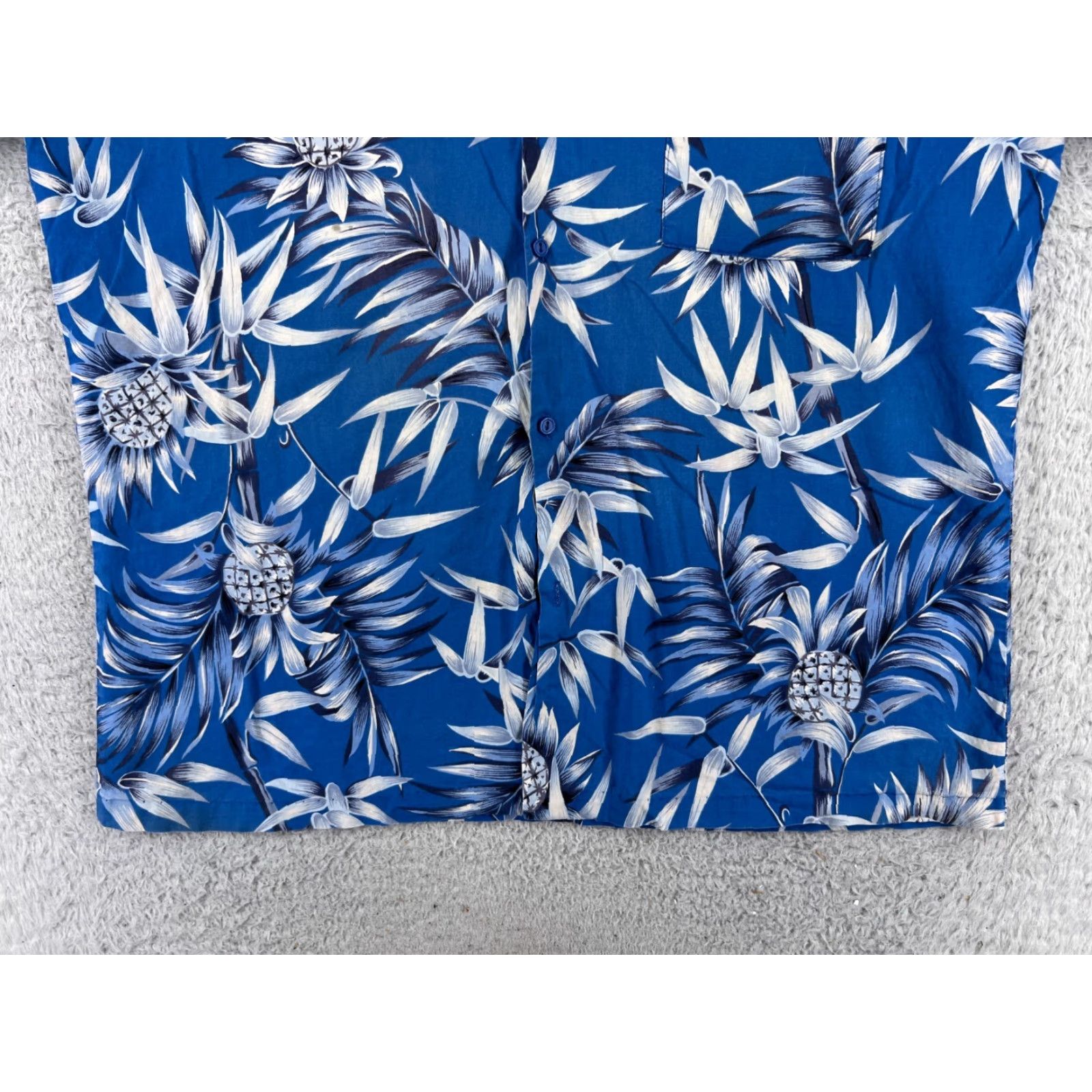 Vintage Hawaii Blues Shirt Adult Large Blue Bamboo Pineapple Print Button Up Mens Size US L / EU 52-54 / 3 - 5 Thumbnail