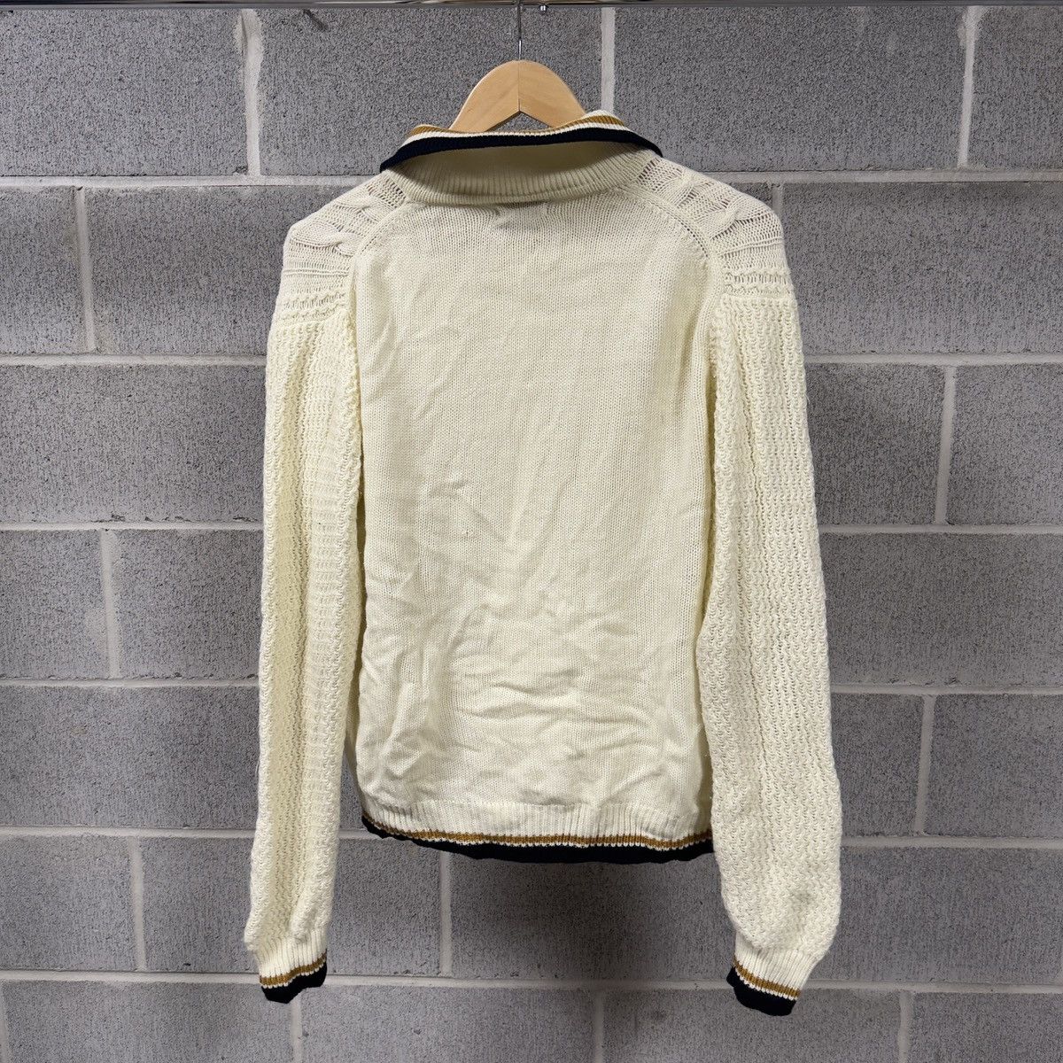 Vintage 60s Acrylic Cable Knit Golf Zip Sweater ERD Grunge Preppy Size US M / EU 48-50 / 2 - 2 Thumbnail