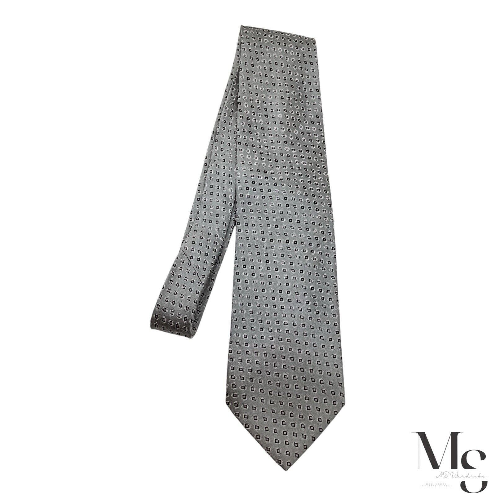 Dolcepunta DOLCEPUNTA Gray Geometric Luxury Silk Tie Italy W: 3.5" Size ONE SIZE - 5 Thumbnail
