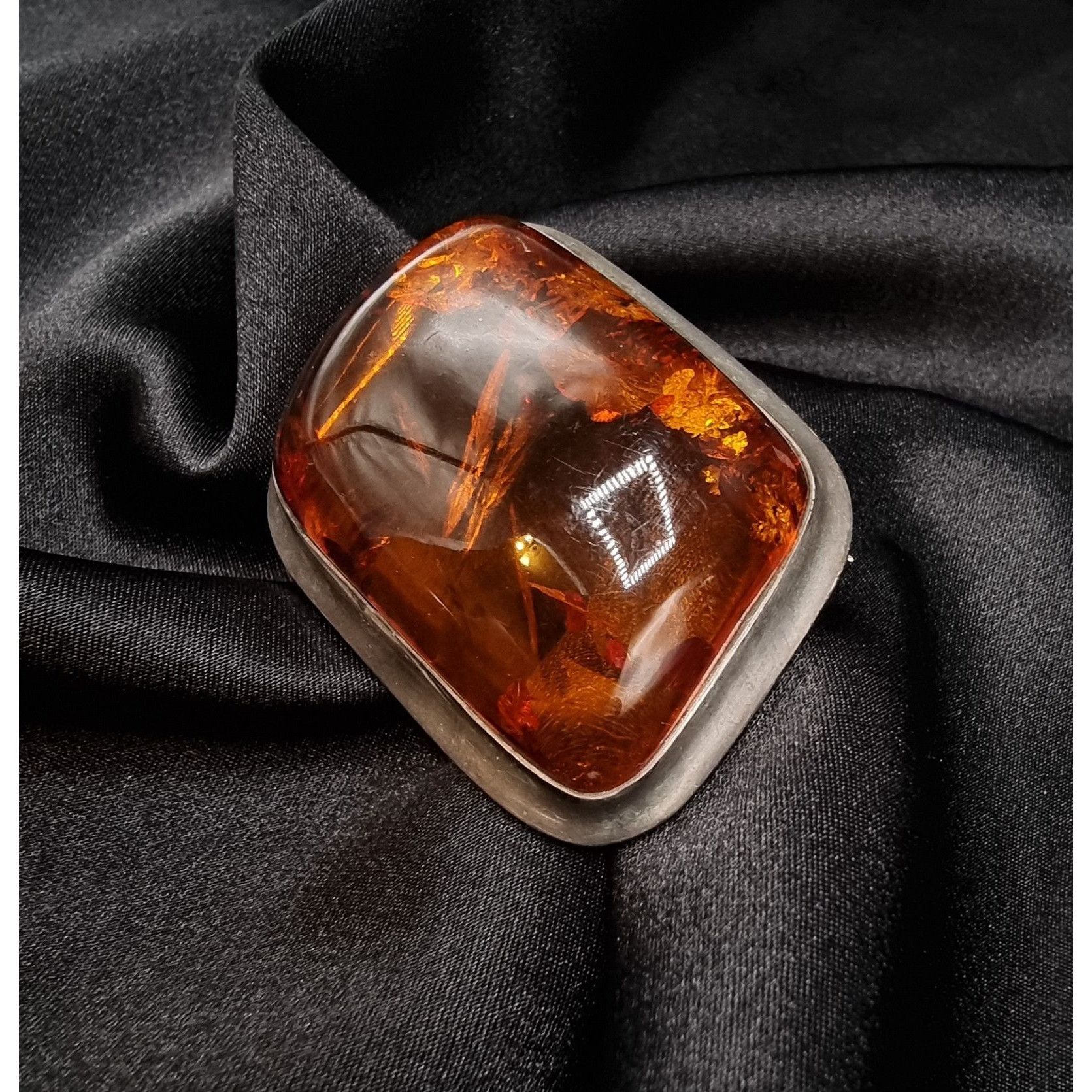 Vintage Vintage Genuine Amber Sterling Silver Pin Brooch Size ONE SIZE - 2 Thumbnail