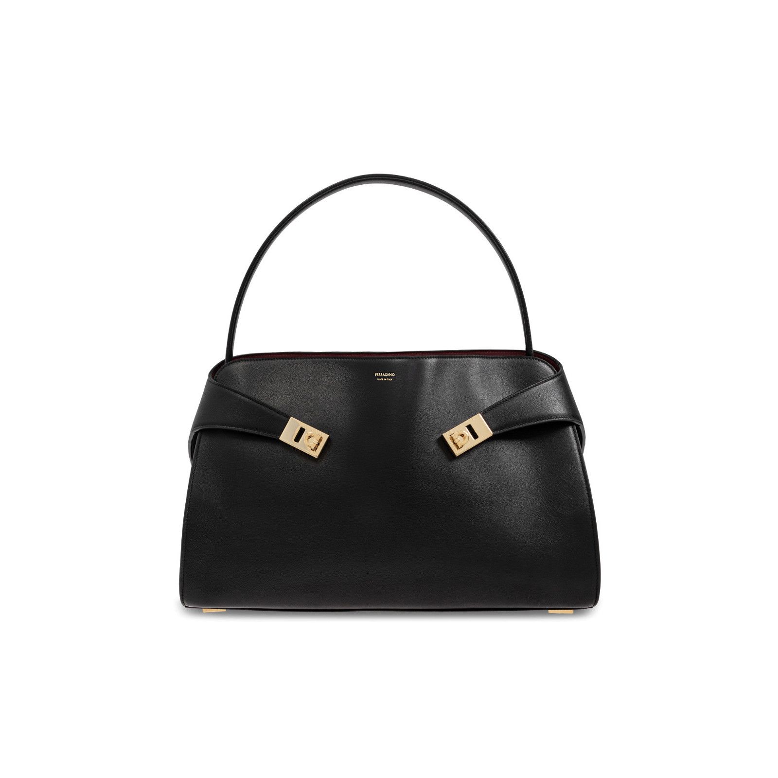Salvatore Ferragamo Ferragamo Hug Medium Black Leather Top Handle Bag New, Women's