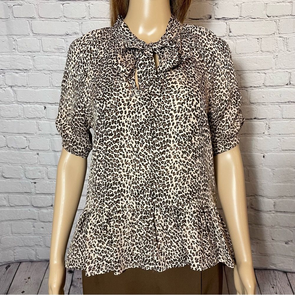 Joie NWT New $248 Joie Feyana Animal Print Tie Neck Print Silk P Size XS / US 0-2 / IT 36-38 - 9 Thumbnail