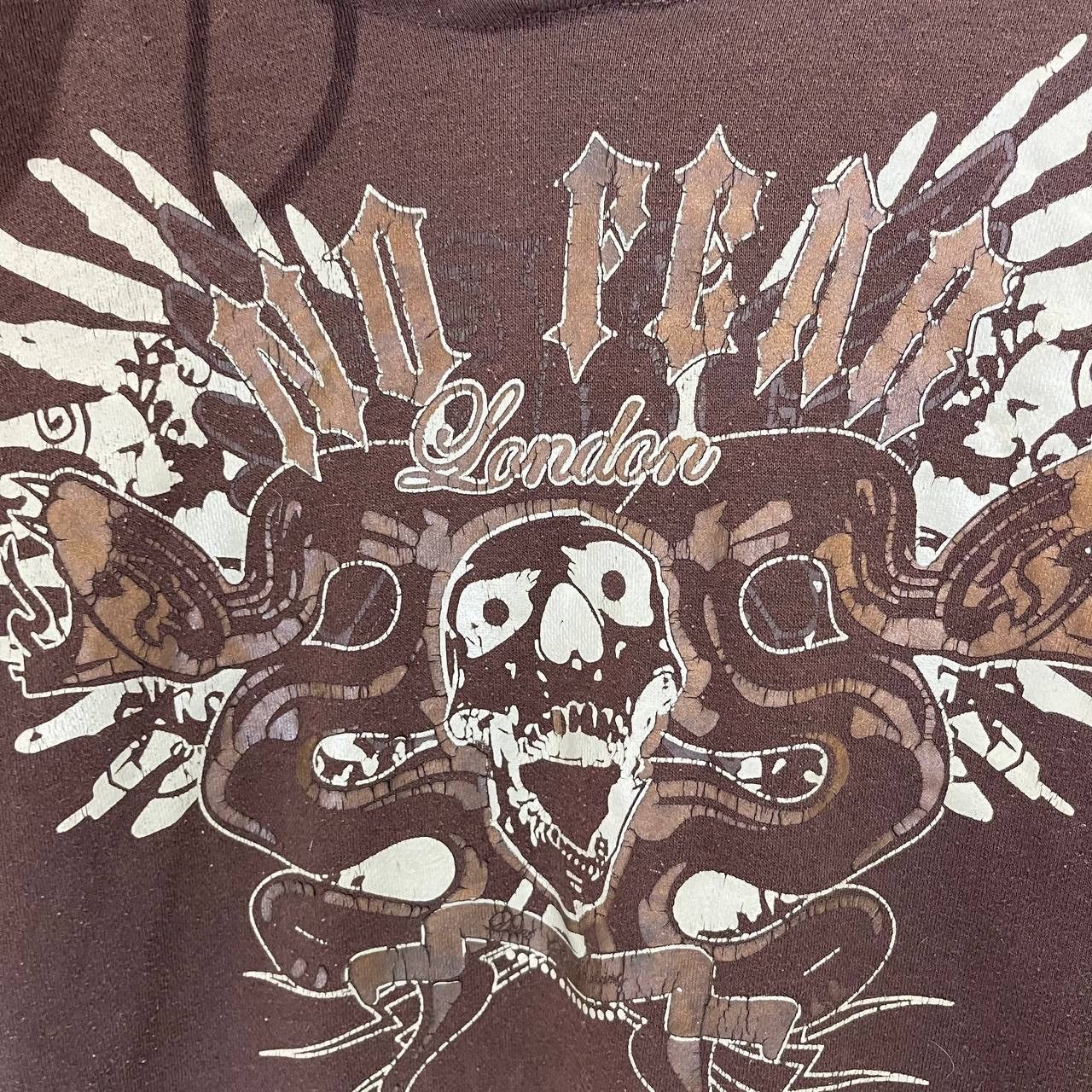 No Fear No Fear London Graphic Hoodie Skull Print Brown XXL Vintage Size US XXL / EU 58 / 5 - 5 Thumbnail
