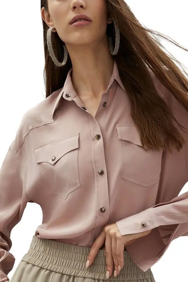 Brunello Cucinelli o1y0725 Silk Shirt in Light Brown Size L / US 10 / IT 46 - 3 Thumbnail