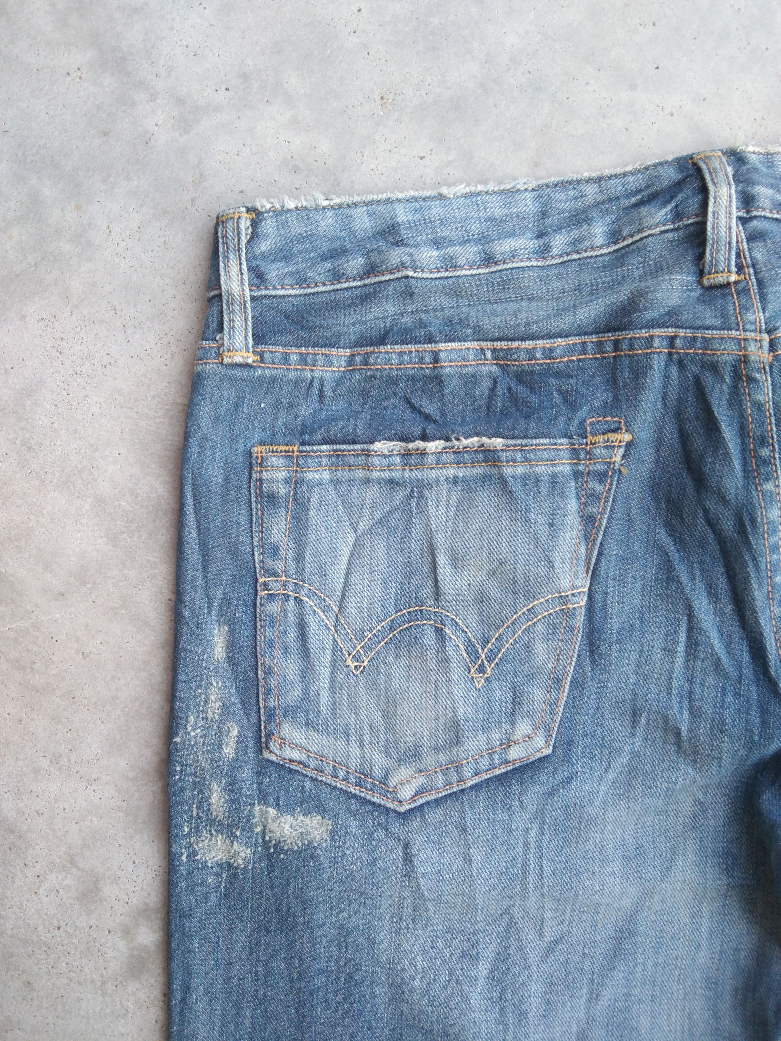 Japanese Brand Vintage Edwin Boot Cut Flared Distressed Jeans 34x30 Size US 34 / EU 50 - 5 Thumbnail