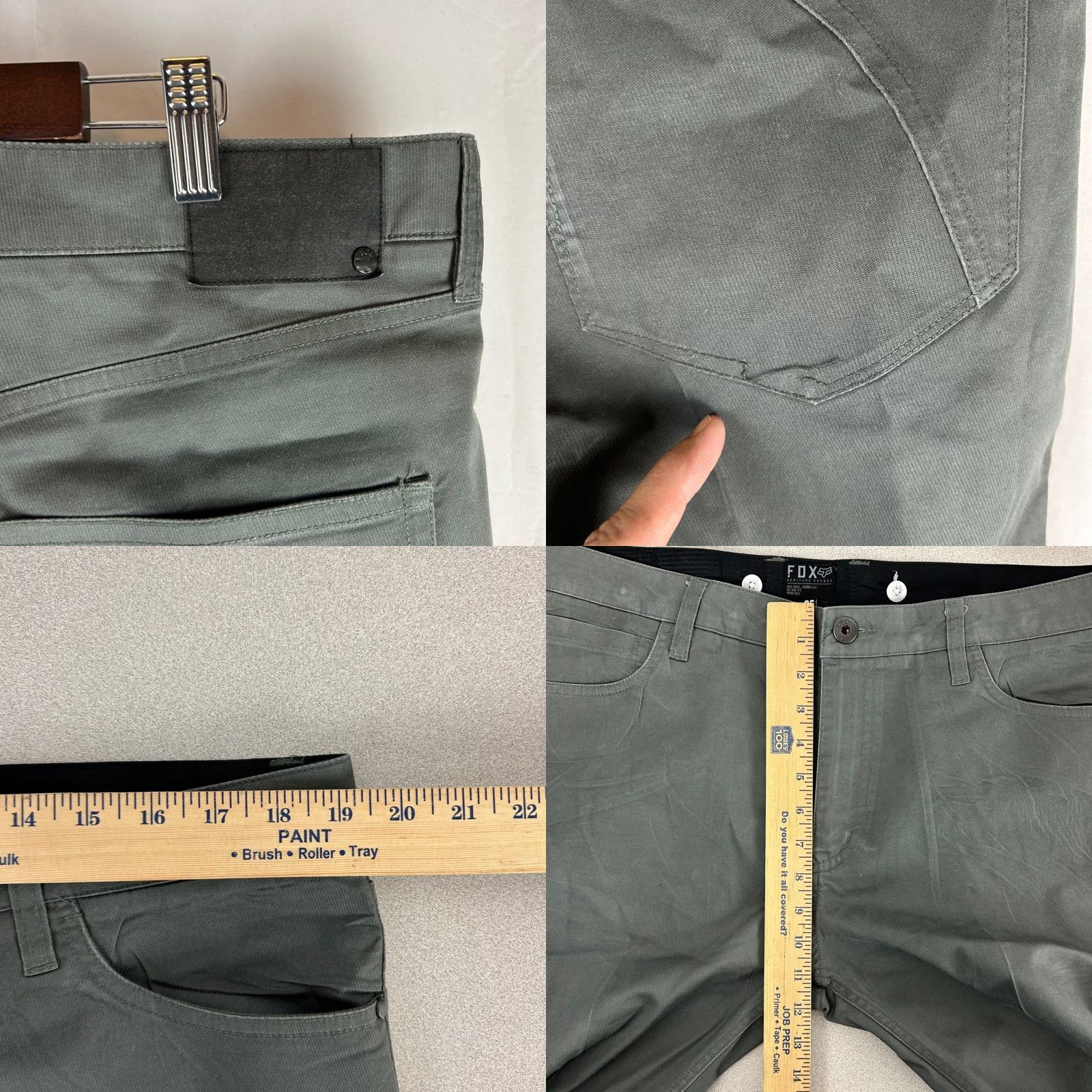 Vintage Fox Heritage Forged Pants Flat Front Slim Chino 36x32 Grey Mens Casual Workwear 5-Pocket Button Zip Stitching Size US 36 / EU 52 - 8 Thumbnail