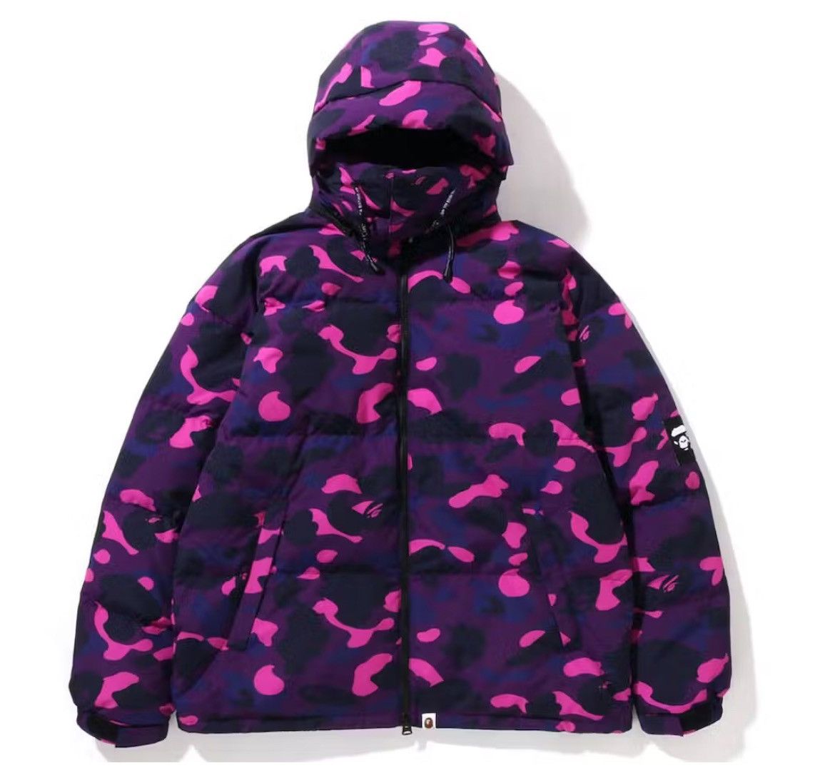 image of Bape Color Camo Hoodie Down Jacket in Purple, Men's (Size 2XL)