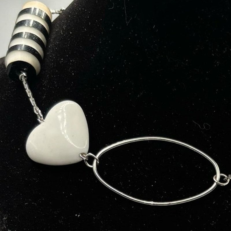 Other Black & White Heart Choker Necklace Size ONE SIZE - 2 Thumbnail