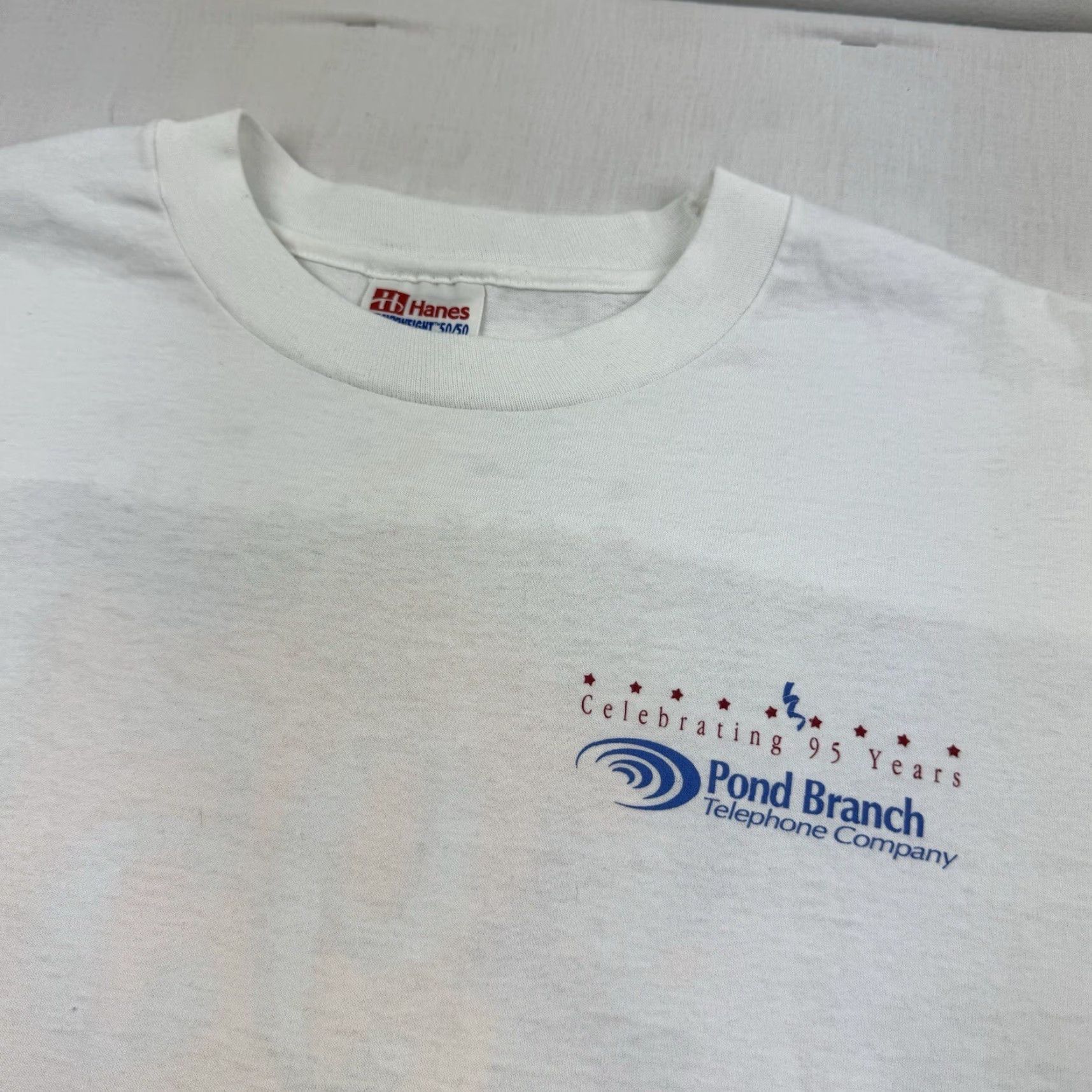 Hanes Vintage Pond Branch Telephone Shirt Adult Large White 95th Anniversary Promo 90s Size US L / EU 52-54 / 3 - 5 Thumbnail