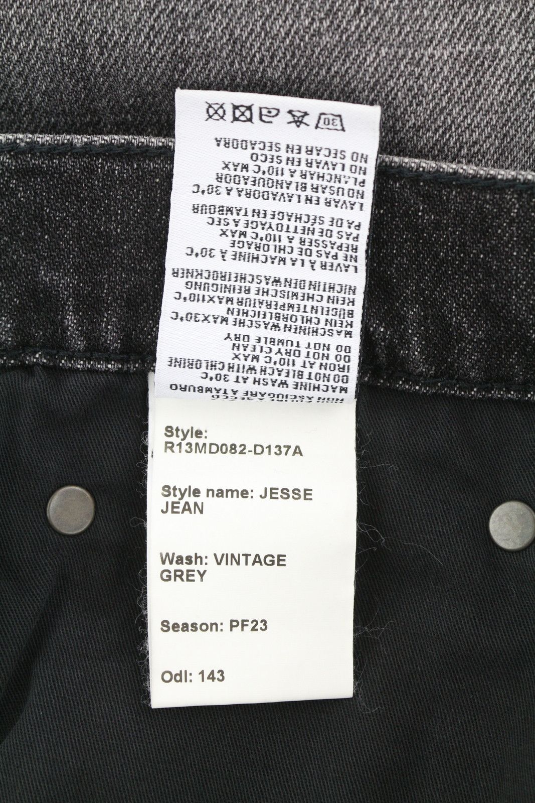 R13 JESSE 38 Vintage Grey Drop Crotch Loose Baggy Dark 86494 Size 28" / US 6 / IT 42 - 8 Thumbnail