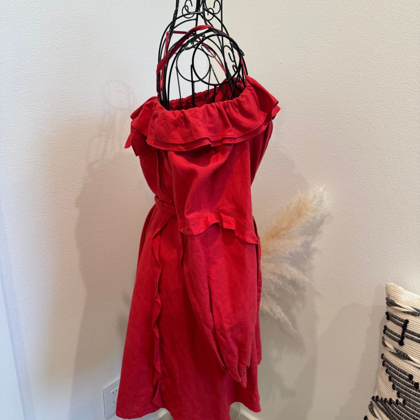 REVOLVE Marissa Webb Red Ruffle Off The Shoulder Belted Mini Dress Size S / US 4 / IT 40 - 9 Thumbnail