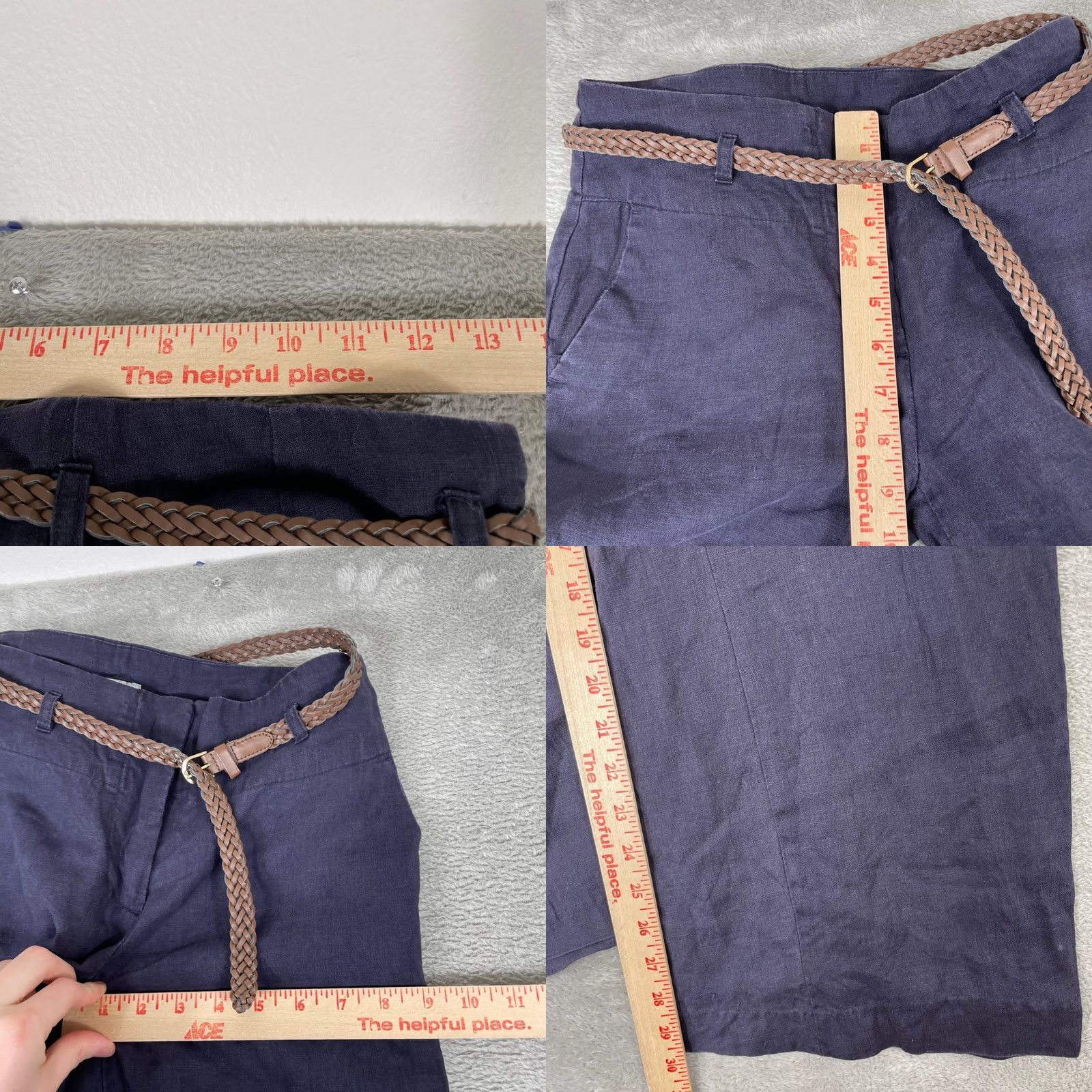 H&M H&M Pants 4 (26x29.5) Purple Linen Wide Leg Coastal Boho Braided Belt Womens Size 27" / US 4 / IT 40 - 8 Thumbnail