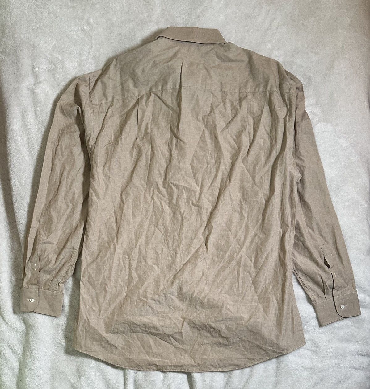 Ermenegildo Zegna Ermenegildo Zegna Beige Oxford Button-Up Size US XS / EU 42 / 0 - 2 Thumbnail