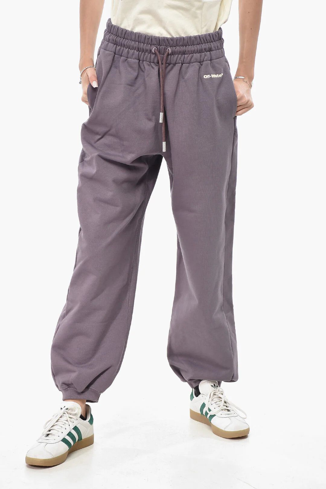 Off-White og1mm0426 Brushed Cotton Joggers in Purple Size 28" / US 6 / IT 42 - 1 Thumbnail