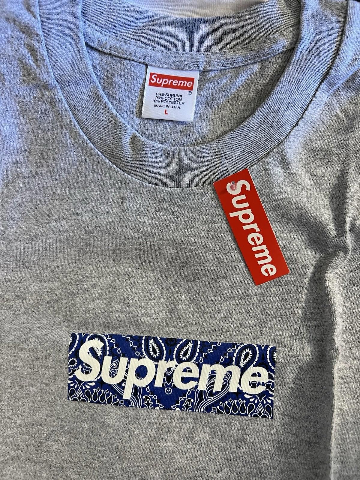 Supreme FW19 Supreme Bandana Box Logo Tee Heather Grey L 2019 Size US L / EU 52-54 / 3 - 9 Thumbnail