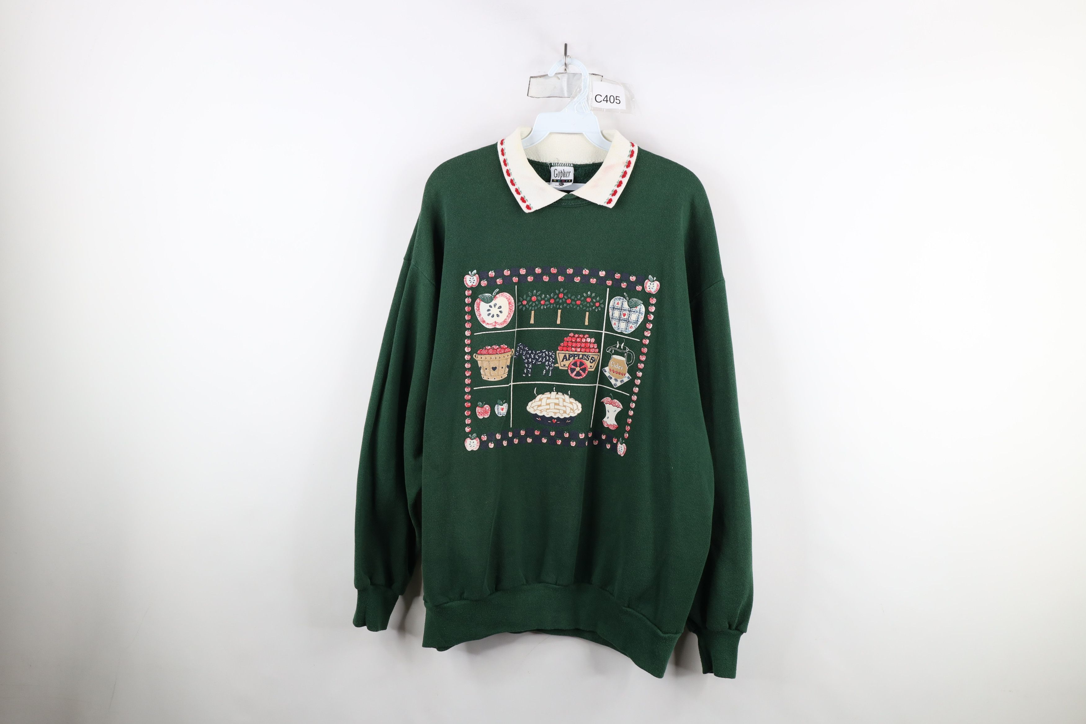 Vintage Vintage 90s Country Farmhouse Apple Collared Sweatshirt USA Size XL / US 12-14 / IT 48-50 - 1 Thumbnail