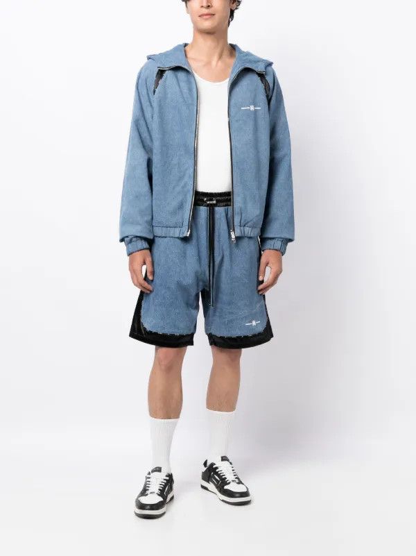 Amiri o1gr1nt0525 Satin/Denim Track Jacket in Blue/Black Size US M / EU 48-50 / 2 - 3 Thumbnail