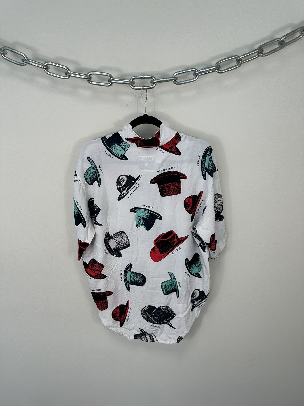 Moschino Vintage 90s Moschino Hats All Over Print Short Sleeve Shirt Size US M / EU 48-50 / 2 - 8 Thumbnail