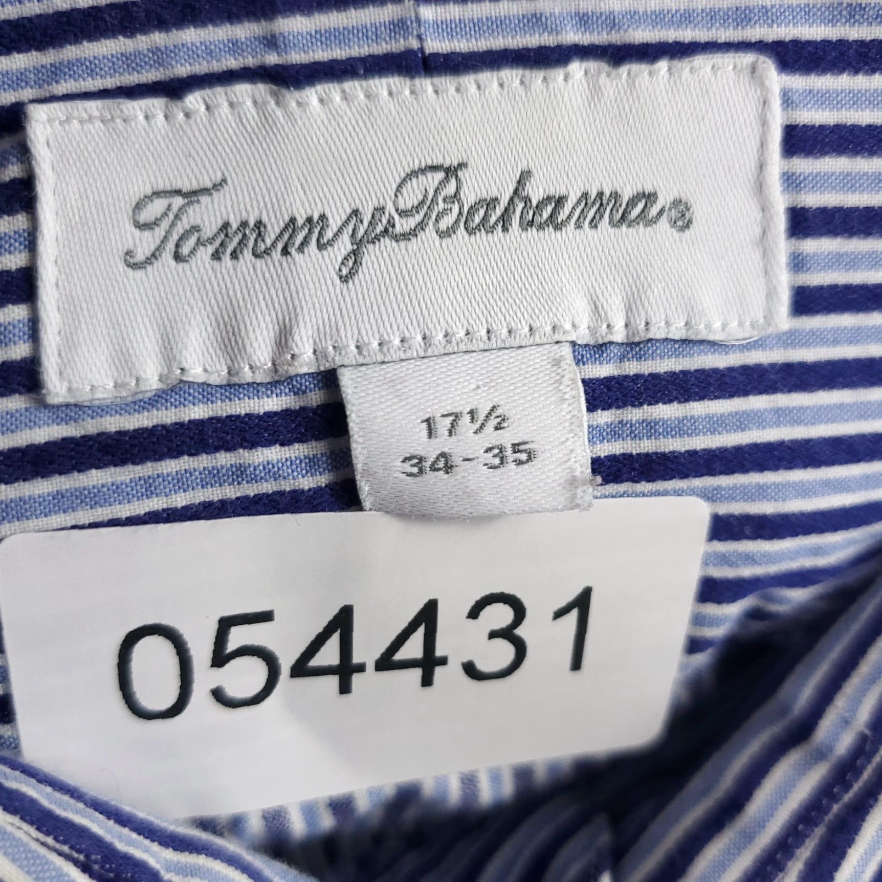 Tommy Bahama Tommy Bahama Shirt Mens 17.5 Blue Striped Dress Button Up Long Sleeve Size 46R - 7 Thumbnail