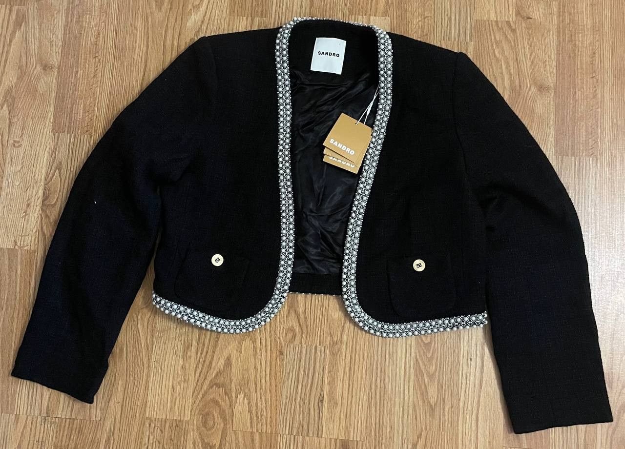 Sandro SANDRO Cropped Tweed Jacket Size M / US 6-8 / IT 42-44 - 1 Thumbnail