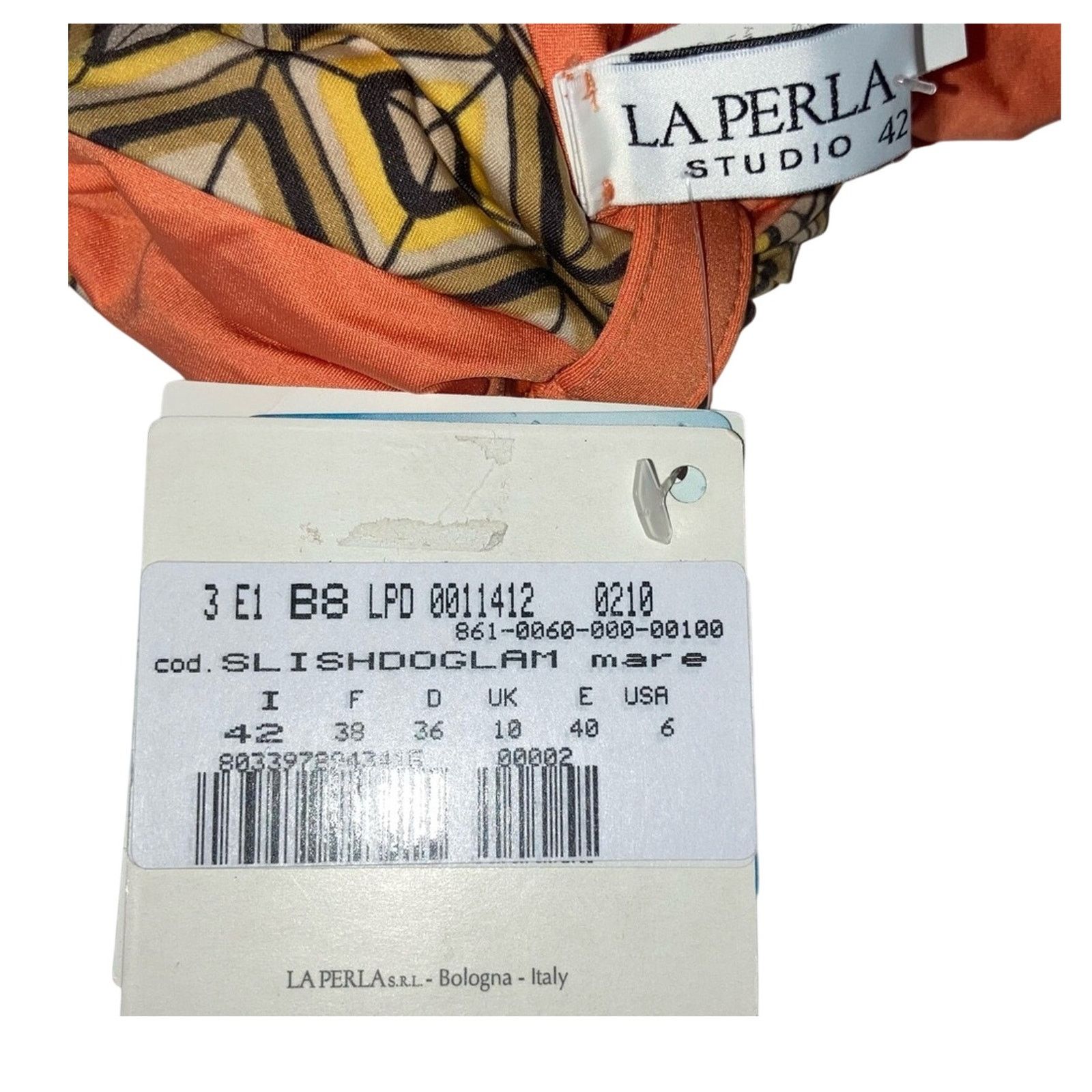La Perla La Perla Studio Geometric Orange Reversible Bikini Bottom 6 Size ONE SIZE - 6 Thumbnail