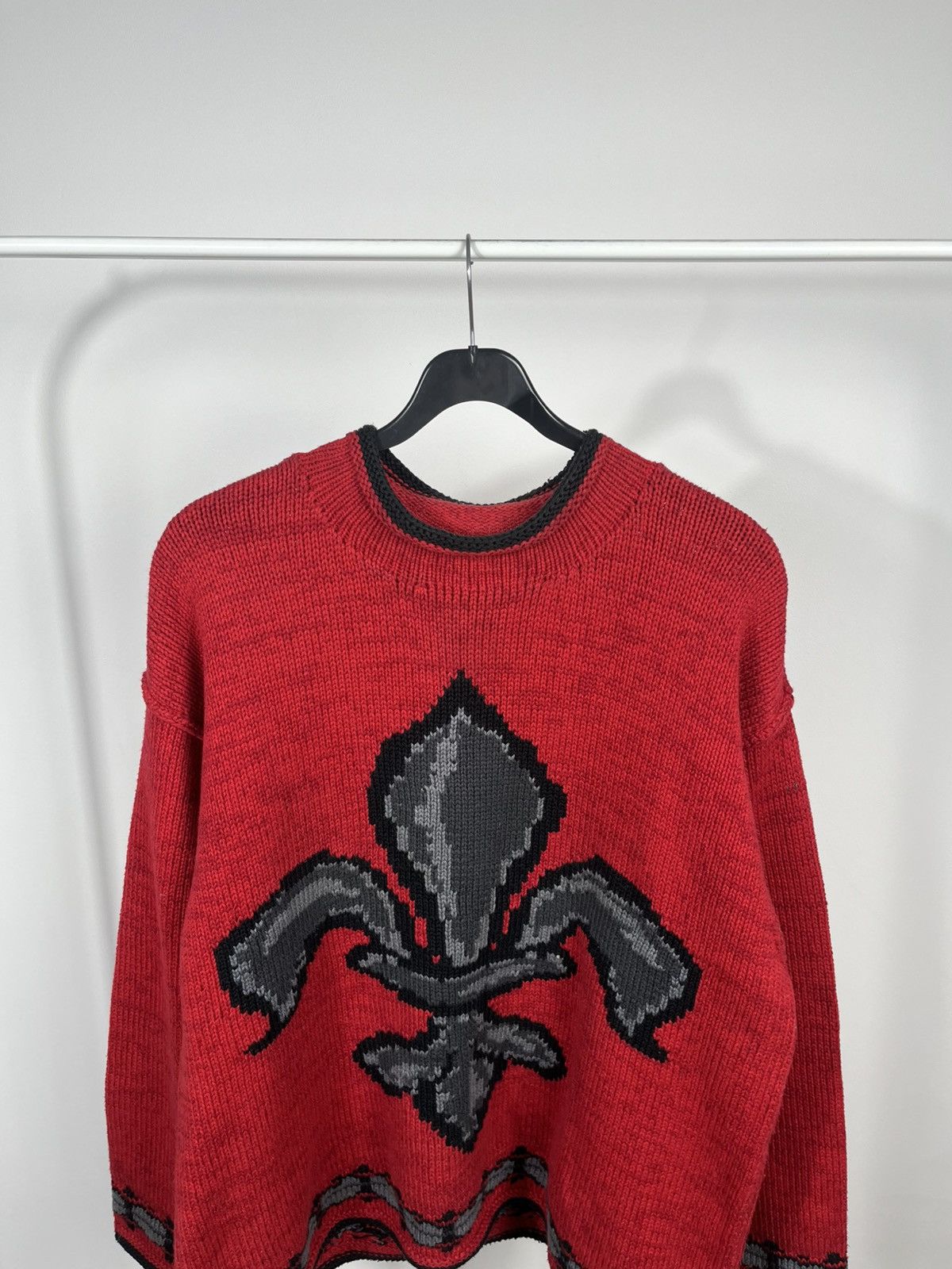 JET SET Vintage Jet Set Red Knit Sweater Fleur de Lis Graphic Size 2 Size US XL / EU 56 / 4 - 2 Thumbnail