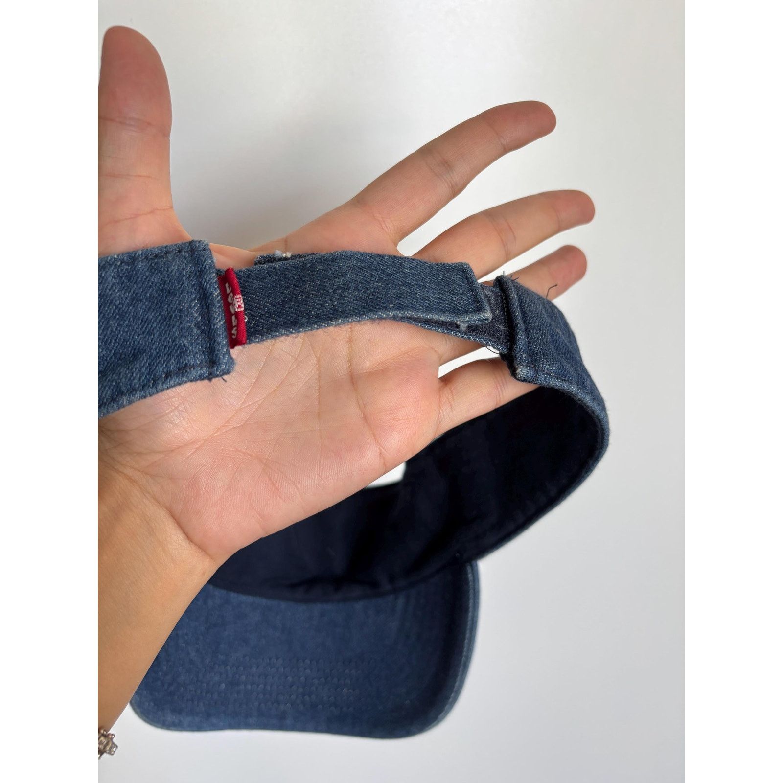 Levi's Levi’s Red Tab Blue Denim Adjustable Vintage Y2K Visor Size 34 - 5 Thumbnail