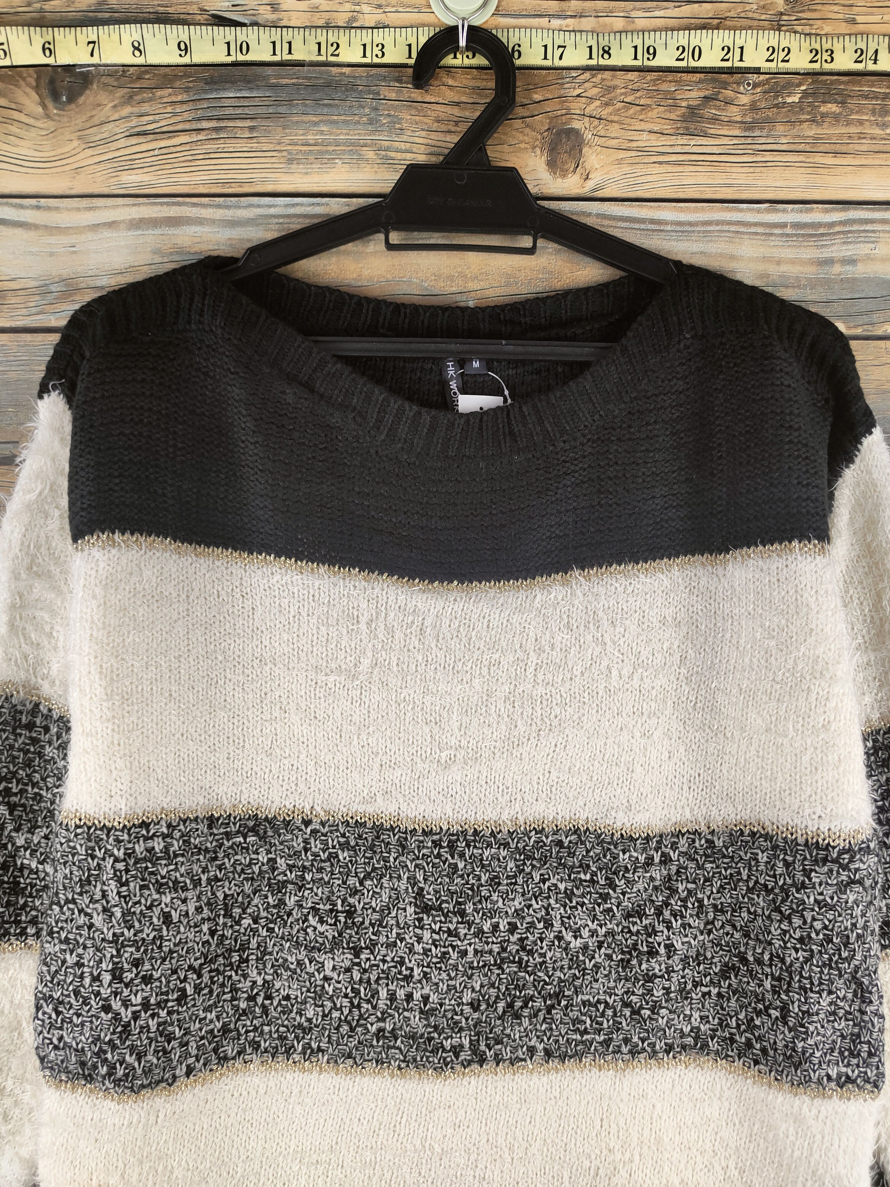 Japanese Brand DL HK Works London Black White Fur Mohair Knitwear #46-908 Size M / US 6-8 / IT 42-44 - 2 Thumbnail